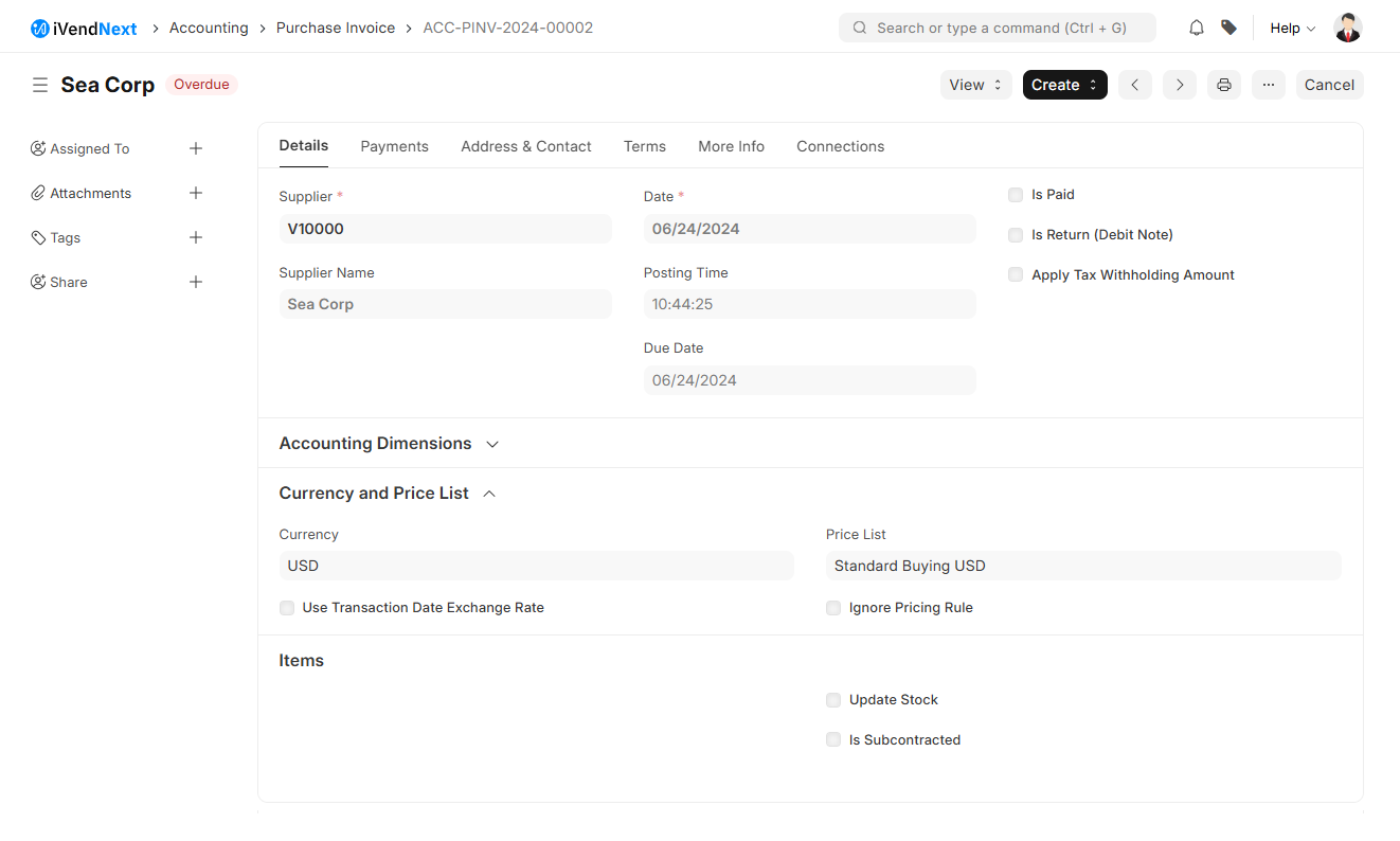 Currency and Price List - Purchase Invoice